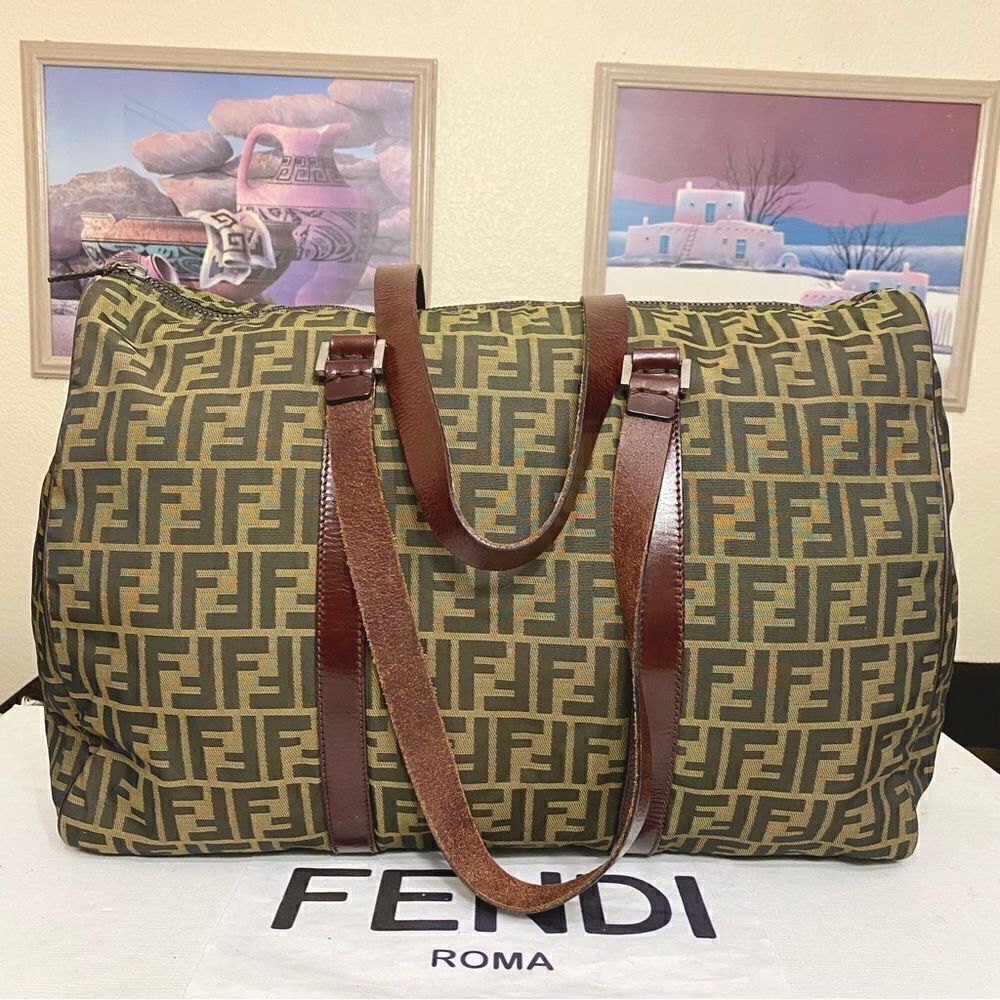 FENDI Zucca Nylon/Leather 48cm Travel Bag 